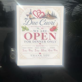 Due Cuori - Door - Italian Near Me - Lake Park, Florida Due Cuori - Door - Italian Near Me - Lake Park, Florida