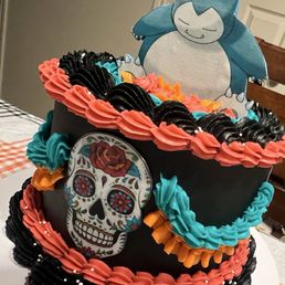 Wifey's German chocolate dia de Los muertos cake!