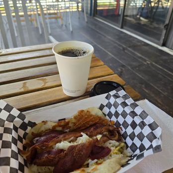 Naco Mexican Grayson - Bacon, egg, and cheese tortilla  The best coffee in town! - Tacos Near Me - San Antonio, Texas