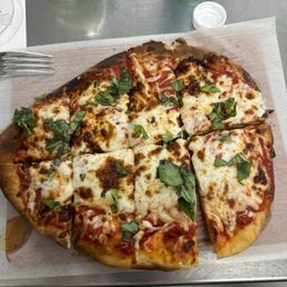 Mozzarella and basil flatbread