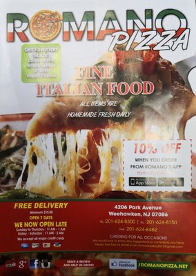 Menu photo 6 Romano Pizza Weehawken, NJ Menu photo 6 Romano Pizza Weehawken, NJ