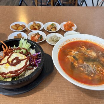 Korea Garden Restaurant - Dolsot Bibimbap (Mixed vegetables with rice in a hot stone ) Yookaejang ( Spicy beef with glass noddle soup) - Korean Near Me - Columbia, South Carolina Korea Garden Restaurant - Dolsot Bibimbap (Mixed vegetables with rice in a hot stone ) Yookaejang ( Spicy beef with glass noddle soup) - Korean Near Me - Columbia, South Carolina