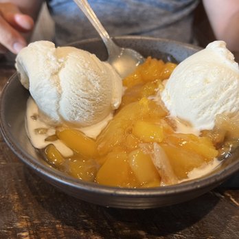 Georgia Blue - Peach cobbler and ice cream - Southern Near Me - Starkville, Mississippi Georgia Blue - Peach cobbler and ice cream - Southern Near Me - Starkville, Mississippi