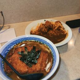 curry udon & corn cream croquette with cheese curry udon & corn cream croquette with cheese