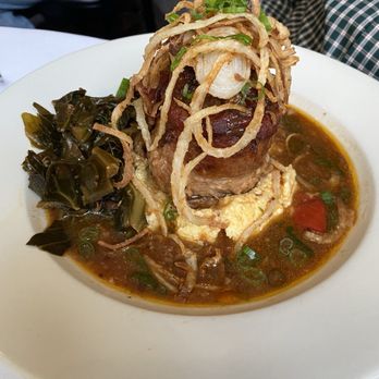 McEwen's Memphis - Creole Spiced Braised Pork Osso Buco Stone Ground Cheddar Grits & Spicy Collard Greens - Southern Near Me - Memphis, Tennessee McEwen's Memphis - Creole Spiced Braised Pork Osso Buco Stone Ground Cheddar Grits & Spicy Collard Greens - Southern Near Me - Memphis, Tennessee