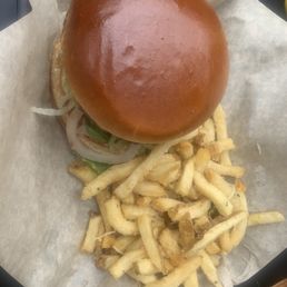 Burger and fries Burger and fries