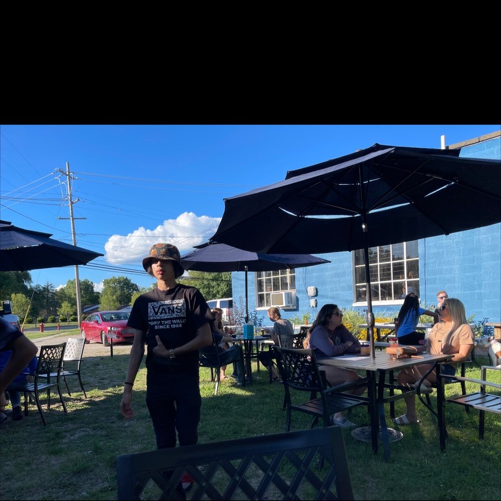 Patio with food truck. Patio with food truck.