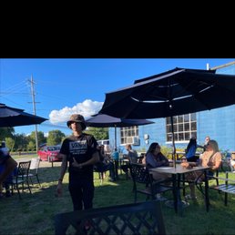 Patio with food truck. Patio with food truck.
