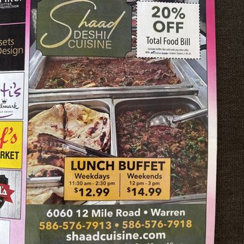 Shaad Deshi Cuisine - The advertisement - Indian Near Me - Warren, Michigan