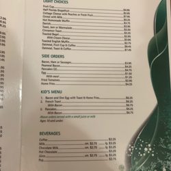 The Harvest Table - Menu page 2 of 2