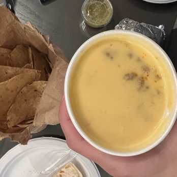 Mexican Taco Zone - Chorizo queso - mix it really well! All the chorizo is at the bottom - Latin American Near Me - Welland, Ontario