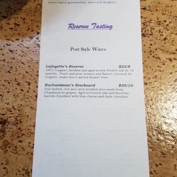 Gauthier Vineyard - Tasting list sweet - Wineries Near Me - Barhamsville, Virginia