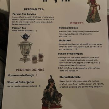 Nasrin’s Kitchen - Tea and dessert menu - Persian/Iranian Near Me - New York, New York Nasrin’s Kitchen - Tea and dessert menu - Persian/Iranian Near Me - New York, New York