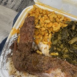 JC Afro Soul Kitchen - Smothered turkey wings, Baked Mac and Cheese, Spicy JC Afro Soul Collard Greens