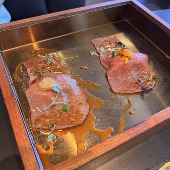 Chubby Cattle - A5 Wagyu foie gras nigiri and A5 Wagyu uni caviar nigiri - Barbeque Near Me - Cerritos, California