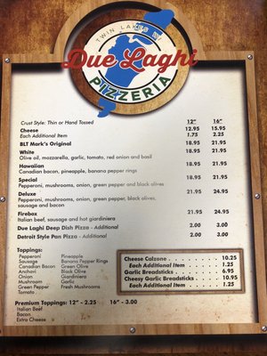 Menu photo 7 Due Laghi Pizzeria Twin Lakes, WI