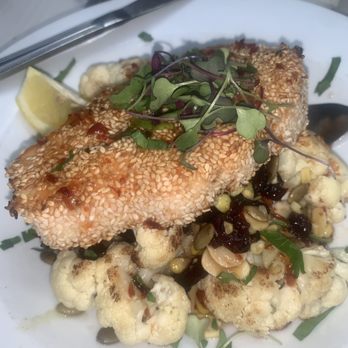 Westville Dumbo - Sesame crusted salmon with cauliflower - Comfort Food Near Me - Brooklyn, New York Westville Dumbo - Sesame crusted salmon with cauliflower - Comfort Food Near Me - Brooklyn, New York