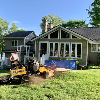 Ground Up Stump Grinding - a man using a stump grinder - Landscaping Near Me Ground Up Stump Grinding - a man using a stump grinder - Landscaping Near Me