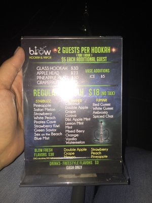Menu photo 5 Blow Hookah Bar Culver City, CA