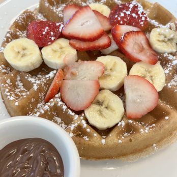 Eggs & More - Strawbanana Nutella Pancakes - Breakfast & Brunch Near Me - Fort Worth, Texas