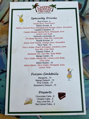 Menu photo 2 Calypso Queen Tropical Cruise Clearwater, FL Menu photo 2 Calypso Queen Tropical Cruise Clearwater, FL