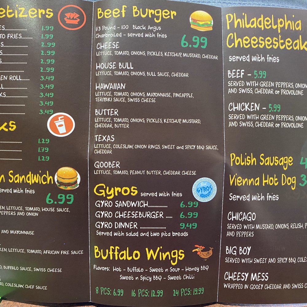 Burger Bull Restaurant - a menu for a burger restaurant - Fast Food Near Me - Chicago, Illinois Burger Bull Restaurant - a menu for a burger restaurant - Fast Food Near Me - Chicago, Illinois