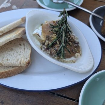Cafe Smitten - Warm brie and fig with slices of sourdough bread. - Breakfast & Brunch Near Me - Bakersfield, California