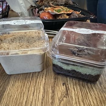 Fattoush - Lotus pudding and Dubai chocolate cake desserts - Middle Eastern Near Me - Worth, Illinois