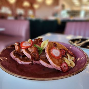 Plated Dreams - Velvet pancakes!  Not too sweet, great flavor, elegant. - Cafes Near Me - Woods Cross, Utah