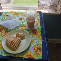 Sweet pastry with iced milk tea