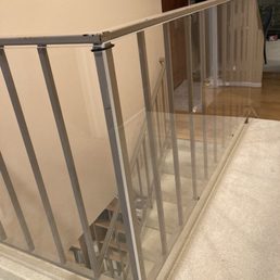 Plexiglass curtain along stairs