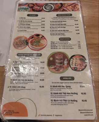 Menu photo 8 Quan Nhii Westminster, CA