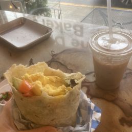Garden burrito and iced chai! Cookie was devoured Garden burrito and iced chai! Cookie was devoured