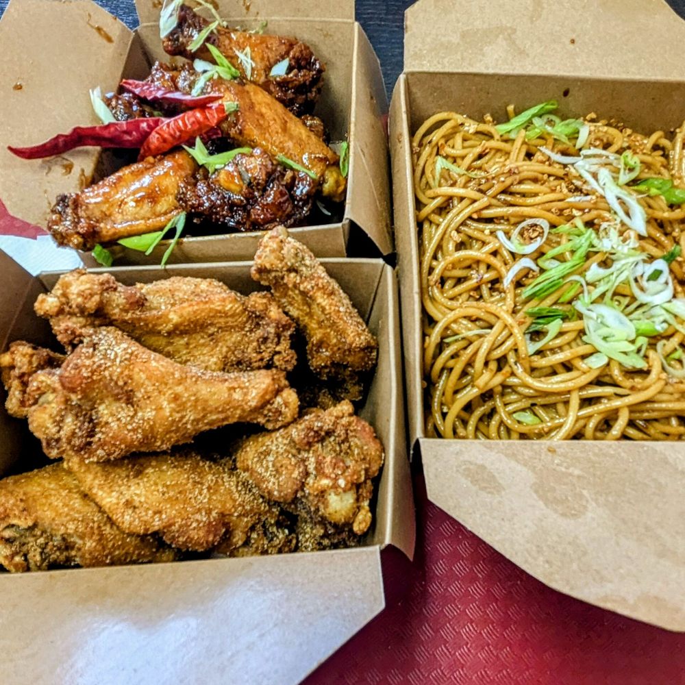 Shlap Muan Chicken Wings - Family pack for 2-3 (Cambodian dirt, sticky Elvis, and a boatload of garlic noodles. - Chicken Wings Near Me - Long Beach, California