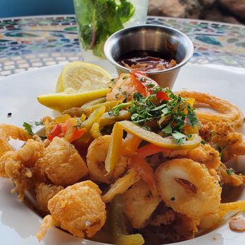 The Dead Fish - Fried Calamari with onions and sweet peppers - Seafood Near Me - Crockett, California The Dead Fish - Fried Calamari with onions and sweet peppers - Seafood Near Me - Crockett, California