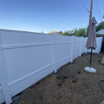 Steve's landscape service - Removed old cedar fence installed vinyl fencing with 5 x 5 posts - Landscaping Near Me - Thermal, California Steve's landscape service - Removed old cedar fence installed vinyl fencing with 5 x 5 posts - Landscaping Near Me - Thermal, California