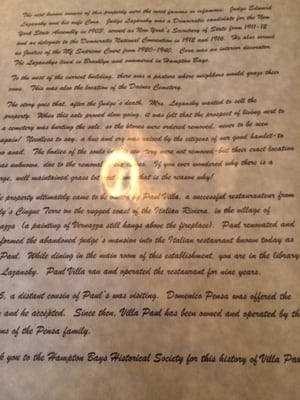 Menu photo 6 Villa Paul Restaurant Hampton Bays, NY