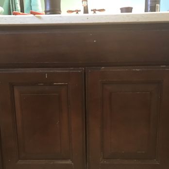 Starline Kitchen & Bath Gallery - The top piece has no gap from the drawer on the left side and an inch gap on the right.... high school woodshop looks better than this. - Cabinetry Near Me - Flushing, Michigan