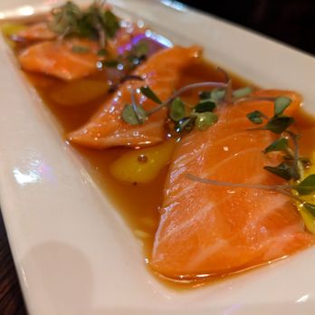 EAT'S SUSHI - Salmon new style sashimi. Would rec you pass on it but if you're feeling adventurous go ahead. - Sushi Bars Near Me - Costa Mesa, California EAT'S SUSHI - Salmon new style sashimi. Would rec you pass on it but if you're feeling adventurous go ahead. - Sushi Bars Near Me - Costa Mesa, California