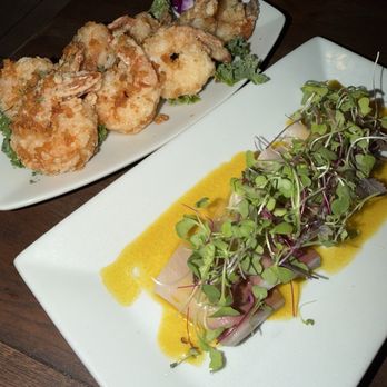 Aloha Steak House - Garlic Shrimp (Left) Hamachi Crudo (Right) - Steakhouses Near Me - Honolulu, Hawaii Aloha Steak House - Garlic Shrimp (Left) Hamachi Crudo (Right) - Steakhouses Near Me - Honolulu, Hawaii