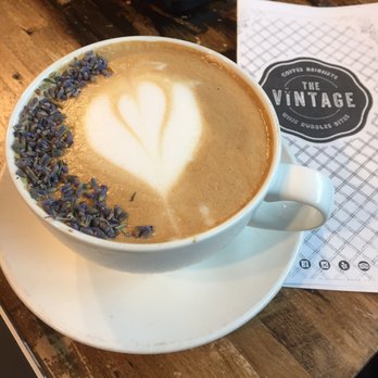 The Vintage - Lovely creation by the barista. Honey lavender latte. Delicious!!! Perfectly sweeten. - Cafes Near Me - Baton Rouge, Louisiana