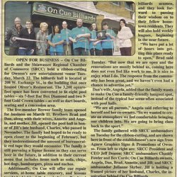 On Cue Billiards - Article about us at the ribbon cutting
