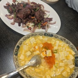 Cumin lamb, Crab roe tofu Cumin lamb, Crab roe tofu