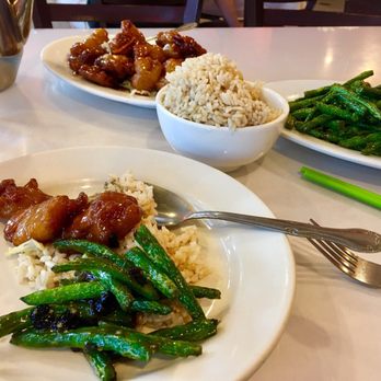 Long Life Vegi House - Vegetarian Orange Chicken, Garlic and Black Bean Green Beans and Brown Rice. - Chinese Near Me - Berkeley, California Long Life Vegi House - Vegetarian Orange Chicken, Garlic and Black Bean Green Beans and Brown Rice. - Chinese Near Me - Berkeley, California