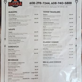 Highway Dhaba Bar & Grill - American menu 2 of 2 - Indian Near Me - DeForest, Wisconsin Highway Dhaba Bar & Grill - American menu 2 of 2 - Indian Near Me - DeForest, Wisconsin