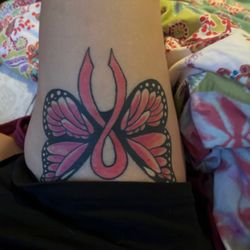 Rubes Tattoos - Tom's tattoo. One of the ones he did. Breast cancer fighter.
