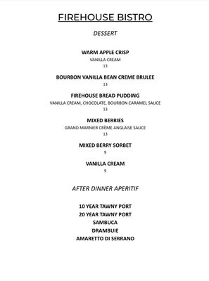 Menu photo 1 Firehouse Bistro Woodside, CA