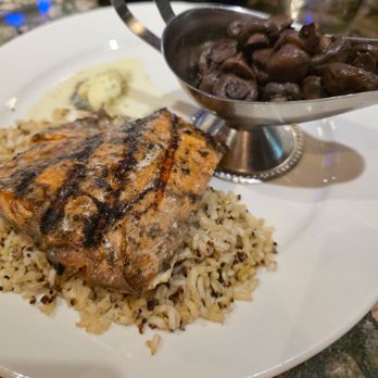 Cherokee Grill - Wild salmon and sauteed mushrooms - Steakhouses Near Me - Gatlinburg, Tennessee Cherokee Grill - Wild salmon and sauteed mushrooms - Steakhouses Near Me - Gatlinburg, Tennessee