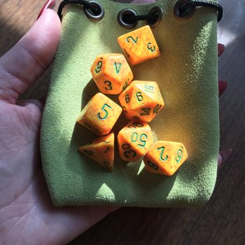 Cardboard Corner Cafe - New dice and dice bag I bought next door at their Tabletop Game Store! - Waffles Near Me - Overland Park, Kansas Cardboard Corner Cafe - New dice and dice bag I bought next door at their Tabletop Game Store! - Waffles Near Me - Overland Park, Kansas