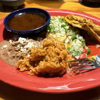 Red Mesa Grill - Quesabirria Tacos with chicken, red rice, and refried smoked pinto beans - Mexican Near Me - Traverse City, Michigan Red Mesa Grill - Quesabirria Tacos with chicken, red rice, and refried smoked pinto beans - Mexican Near Me - Traverse City, Michigan